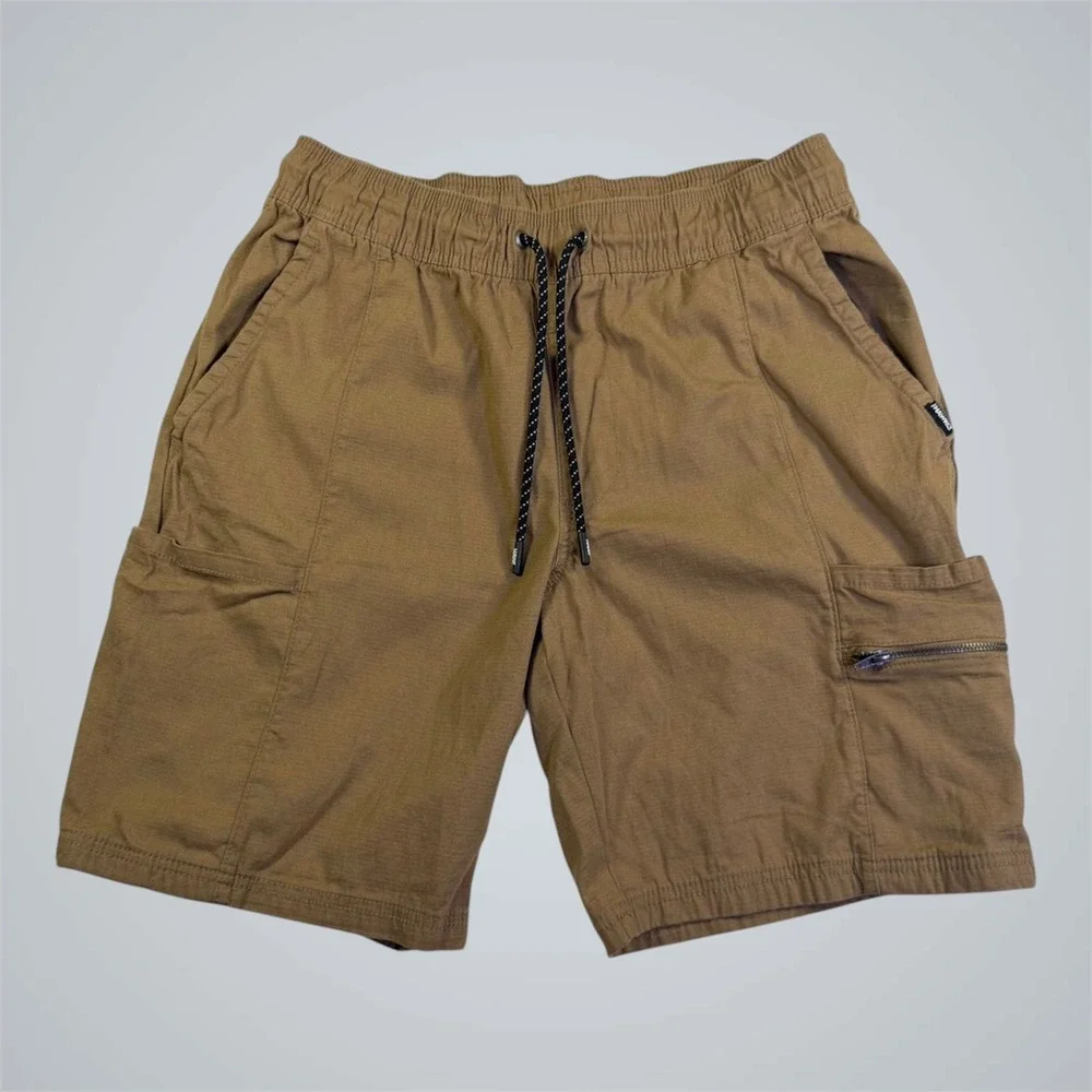 Tony Hawk Mens Khaki Brown Ripstop Cargo Shorts Elastic Waist Size Medium‎